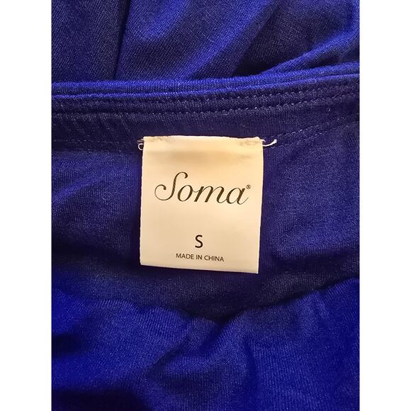 Soma Brilliant Blue Built in Bra Summer Pockets Soft Comfortable Maxi Dress S - Picture 5 of 6